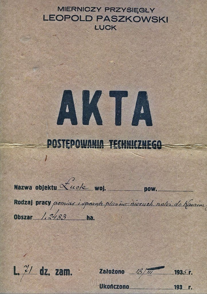 KKE 5969-1.jpg - Dok. Plan nieruchomości gminy Karaimskiej, Łuck, 1936 r.